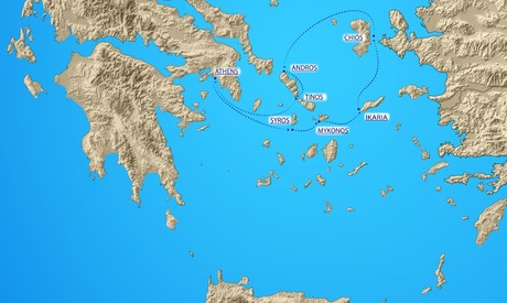 Map for Authentic Greece Sailing Cruise
