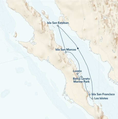 Map for Baja California Holiday: A Living Sea and Desert Isles Cruise