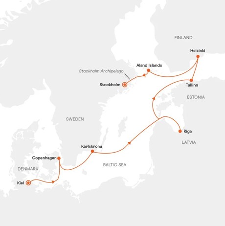 Map for Baltic Sea with Aland Islands Small Ship Cruise