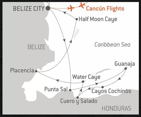 Map for Belize and Honduras: Unexpected Encounters and Nature