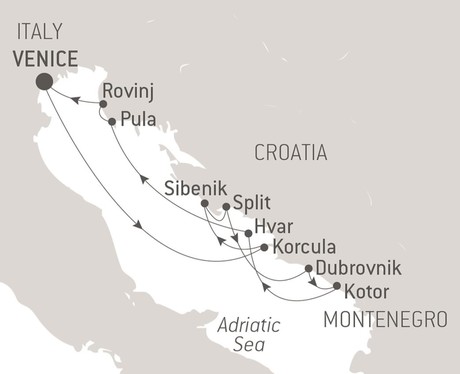 Map for The Best of Croatia with Ponant aboard Le Jacques Cartier