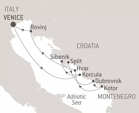 Map for The Best of Croatia aboard L'Austral