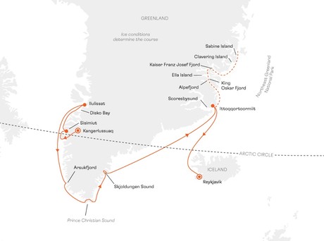 Map for Expedition West and East Greenland