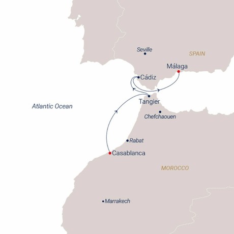 Map for Between Two Continents - Spain & Morocco Sailing Cruise