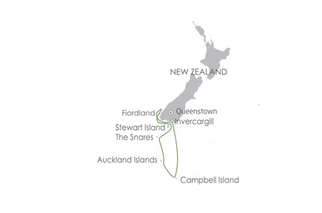 Map for Beyond Fiordland aboard Heritage Adventurer