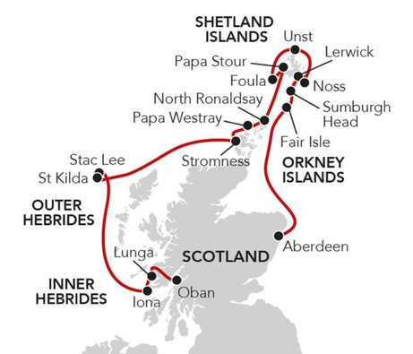 Map for Birds Of The Scottish Isles aboard Ocean Nova