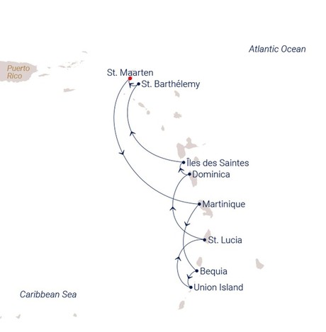 Map for Blissful In The Lap Of Luxury - Caribbean Islands Sailing from Philipsburg