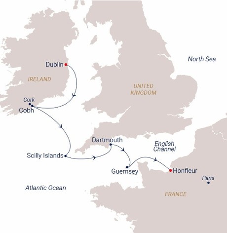Map for Enjoy Britain in Full Bloom - Sailing Small Ship Cruise