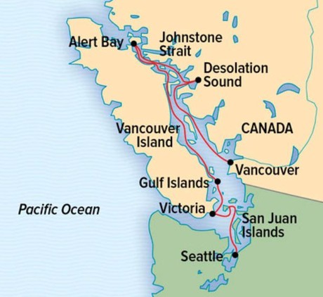 Map for British Columbia & the San Juan Islands with National Geographic