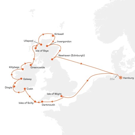 Map for A British Midsummer’s Dream Small Ship Cruise