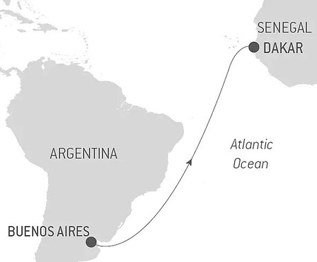 Map for Ocean Voyage: Buenos Aires - Dakar 18 Days in Luxury