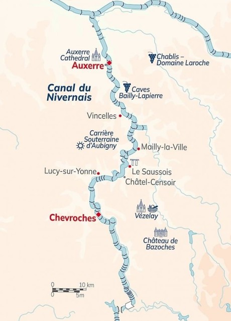 Map for Classic France River Cruise – Burgundy