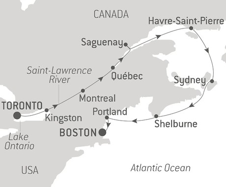 Map for From Canada to the American East Coast