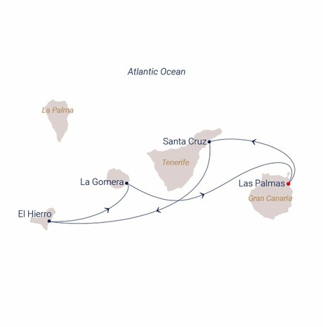 Map for Explore the Lush Beauty of the Canary Islands on a Brief Sailing Adventure