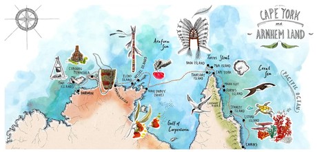 Map for Cape York & Arnhem Land: Indigenous Art Themed