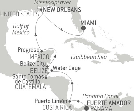 Map for Caribbean Beauty, Mayan Treasures and Jazz in New Orleans