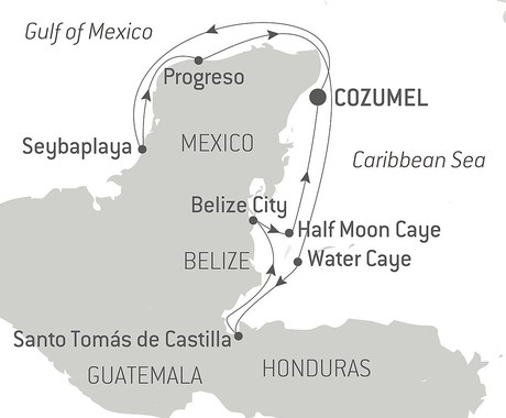 Map for Caribbean Sea and Maya Secrets of the Yucatán