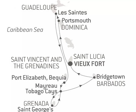 Map for Cruising the Caribbean's Windward Islands – with Smithsonian Journeys
