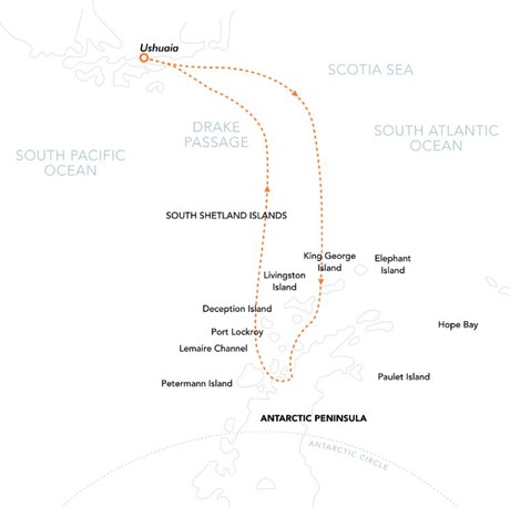Map for Celebrating Antarctica - Ushuaia to Ushuaia Expedition