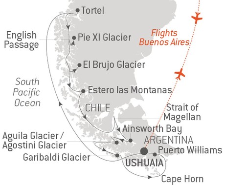 Map for Exploring the Chilean Fjords