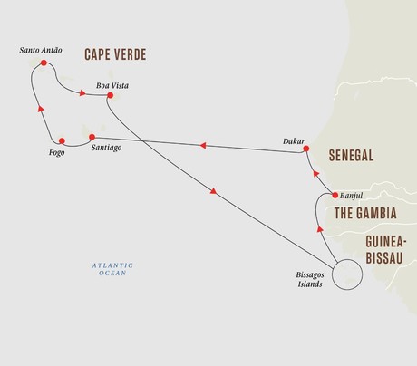 Map for Christmas Expedition Cruise to Cape Verde & the Bissagos Islands