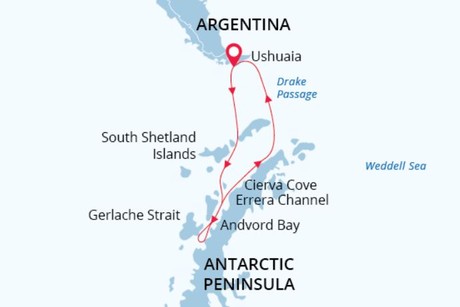 Map for Holidays in Antarctica aboard Sea Spirit