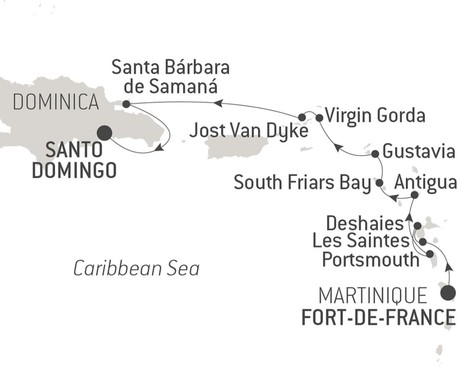 Map for Luxury Christmas and New Year in the Caribbean