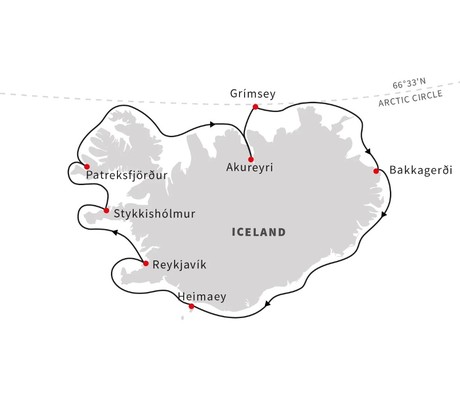 Map for Circumnavigating Iceland The Land of Elves, Sagas and Volcanoes