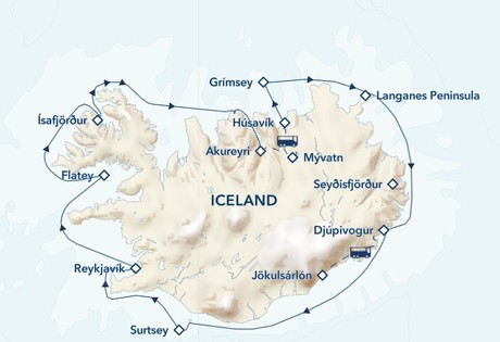 Map for A Circumnavigation of Iceland Expedition