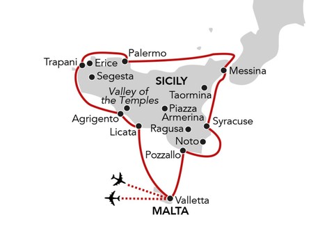 Map for Circumnavigation of Sicily
