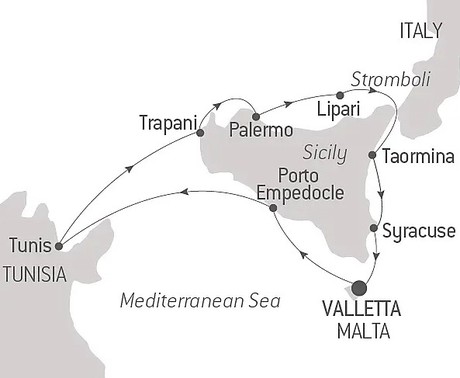 Map for A Circumnavigation of Sicily – with Smithsonian Journeys