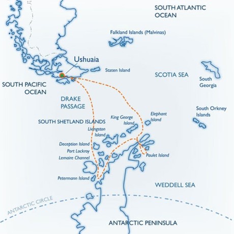 Map for Classic Antarctica aboard Ushuaia