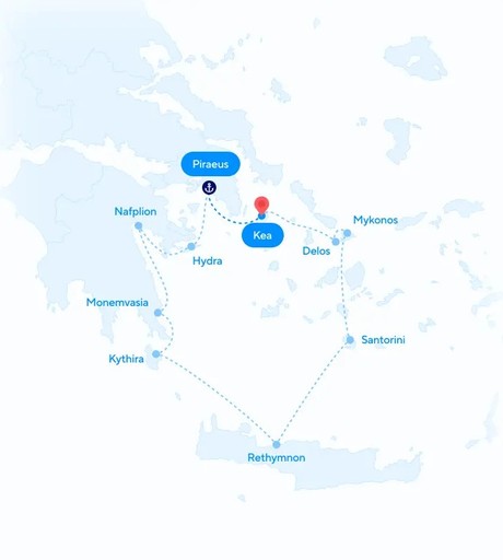 Map for Classical Greece - Island Hopping Small Ship Cruise