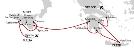 Map for Spring in the Classical World - A Voyage from Valletta to Athens