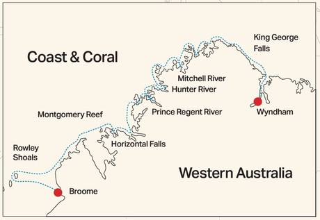 Map for Coast and Coral 11 Day Cruise