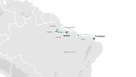 Map for Expedition Cruise Up the Amazon: from Coastal Brazil to the River's Soul