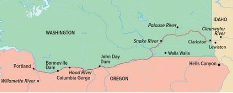 Map for Columbia & Snake Rivers Journey