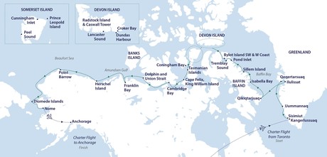 Map for Complete Northwest Passage from Toronto to Anchorage