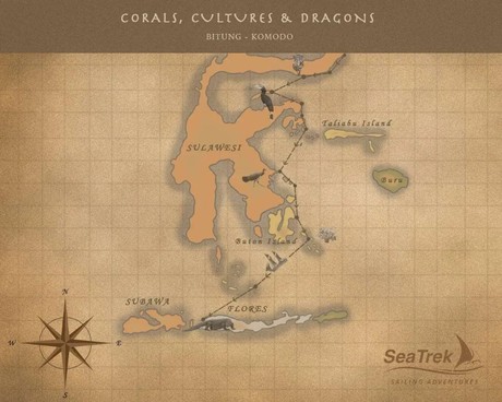 Map for Corals, Cultures & Dragons Indonesia Adventure - From Bitung To Komodo