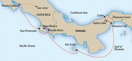 Map for Costa Rica and the Panama Canal