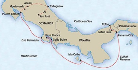 Map for Panama To Costa Rica + Monteverde, Arenal Volcano & Tortuguero with National Geographic