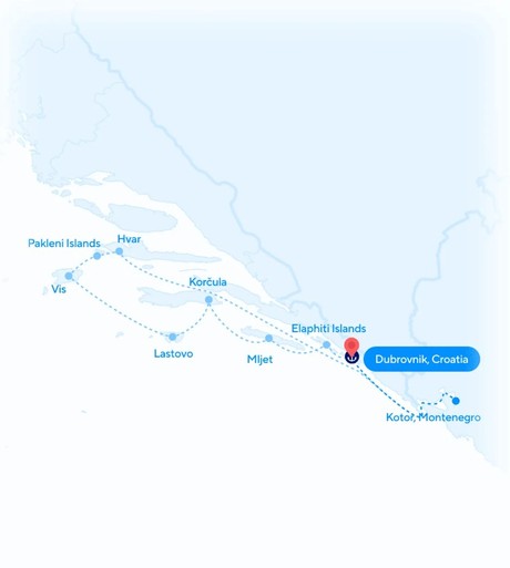 Map for Croatia Island Hopping & Montenegro Small Ship Cruise