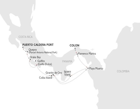Map for Crossing the Panama Canal aboard Panorama