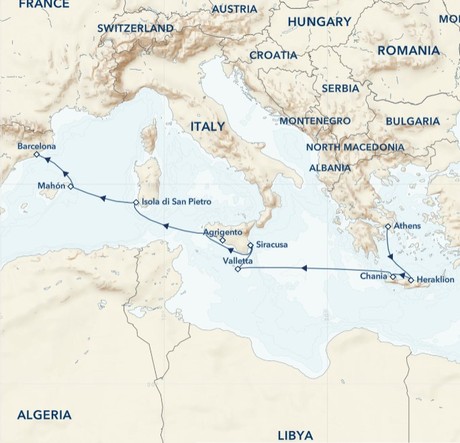 Map for Crossroads of the Mediterranean: A Voyage Through Greece, Malta, and Sicily