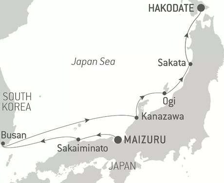 Map for Cultural and Natural Treasures of Japan by Sea – with Smithsonian Journeys