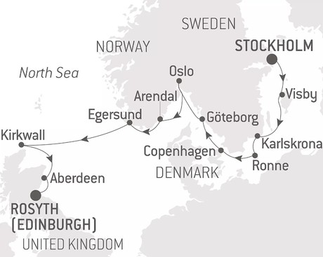 Map for Cultural Treasures and Scandinavian Panoramas aboard Le Bellot