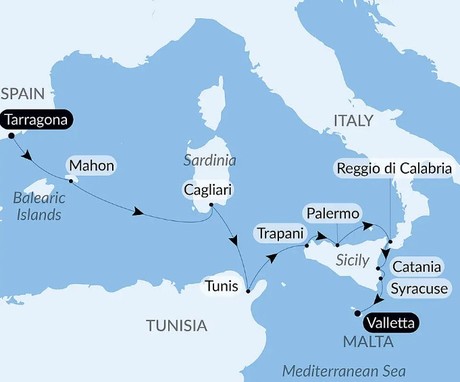 Map for Culture and Islands of the Mediterranean Luxury Cruise