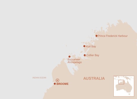 Map for Cultured Kimberley - 2 Billion Years in the Making - From Broome to Broome