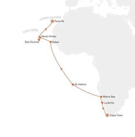 Map for Desert Wonders and Atlantic Beauty Small Ship Cruise