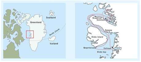Map for Disko Bay to Uummannaq Greenland Cruise – Icebergs, Whales and Inuit Culture